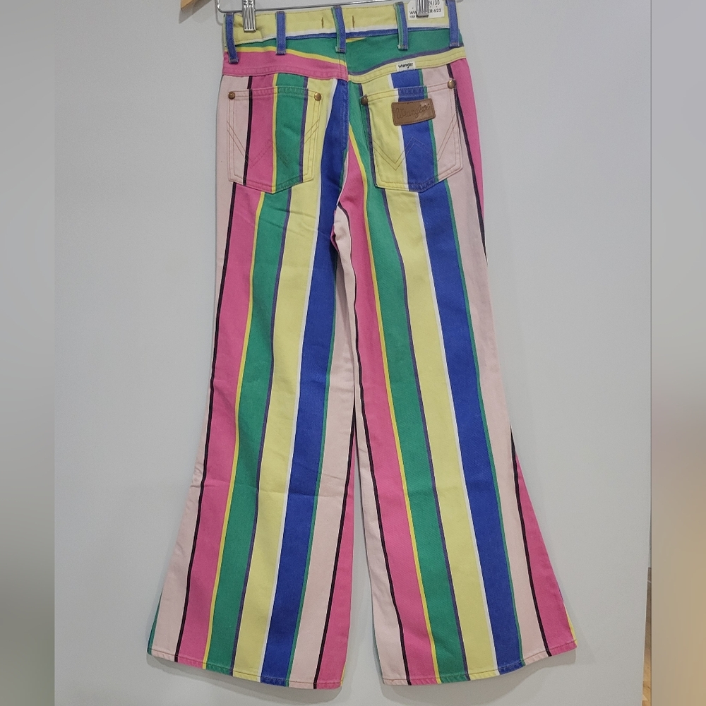 Wrangler Striped Wanderer High Rise Flare Jeans Colorful Pants Size 24/30 Retro - Picture 5 of 11
